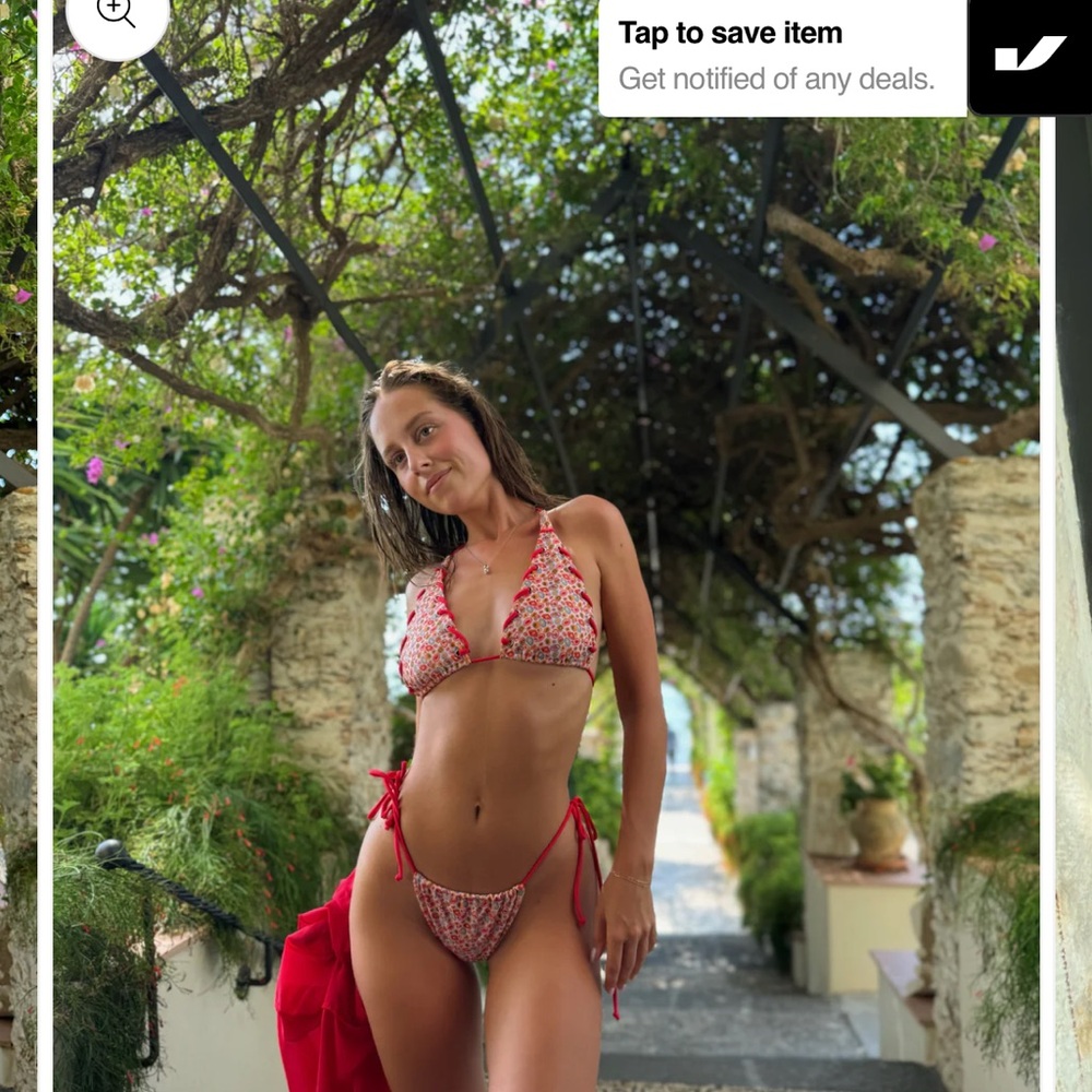 Red Floral Bikini top